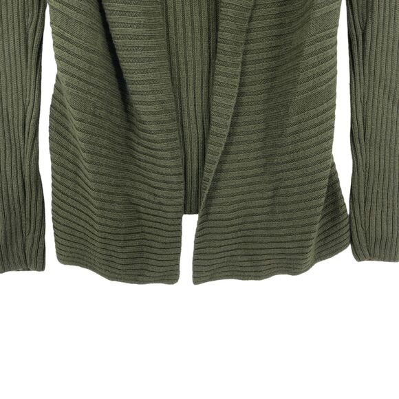 Per Se Cardigan Sweater Womens Small Dark Green Knit 100% Merino Wool Open Front - Picture 3 of 14